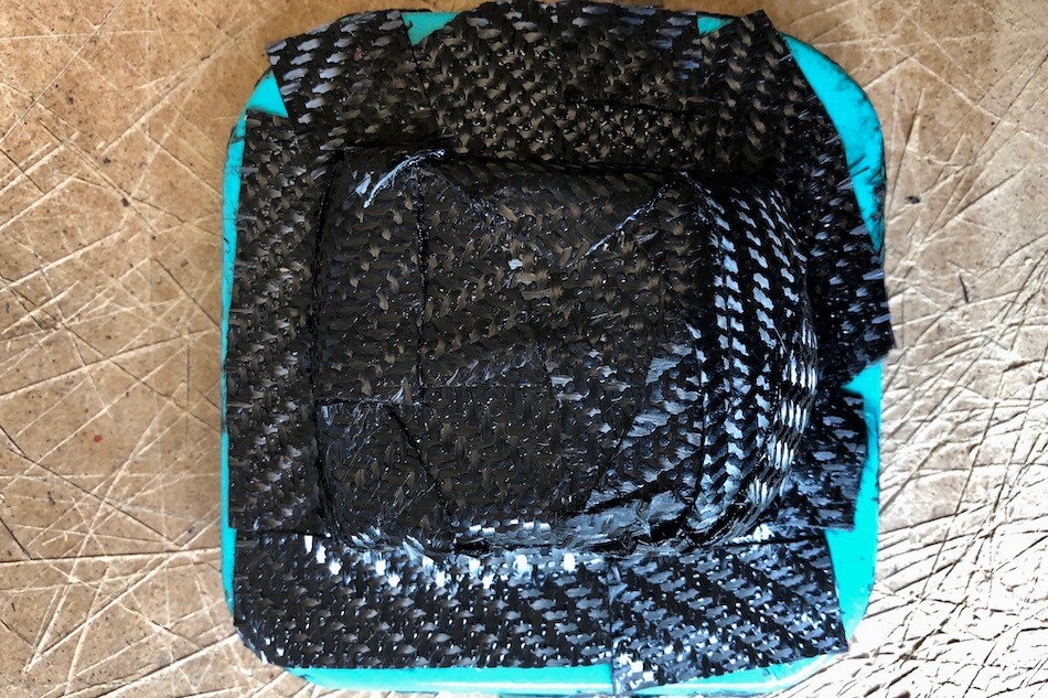 This picture shows how the female carbon fiber mould looks like before the baking process.